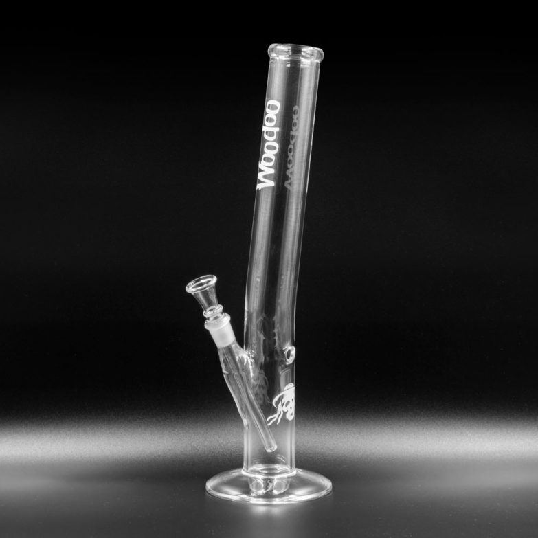 Woodoo Bong, Glas, 35 cm - Große transparente, gerade Bong mit gerader Form, Glas-Chillum und Kickloch